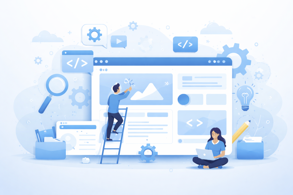 web development workspace in blue theme